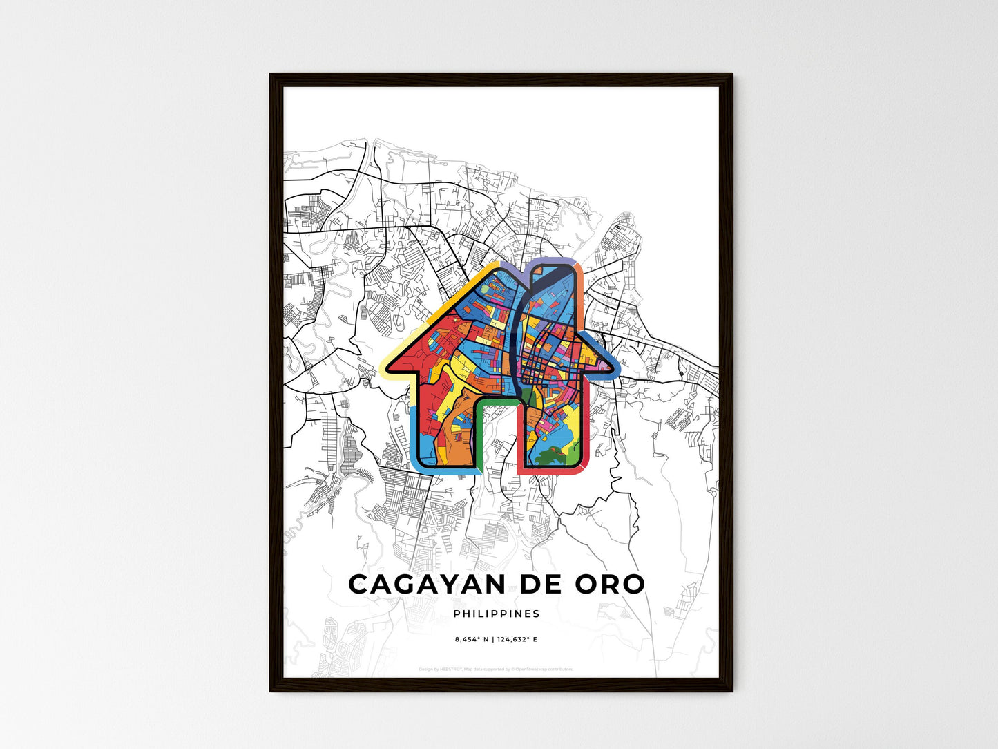 Cagayan De Oro Philippines wedding art map with home icon