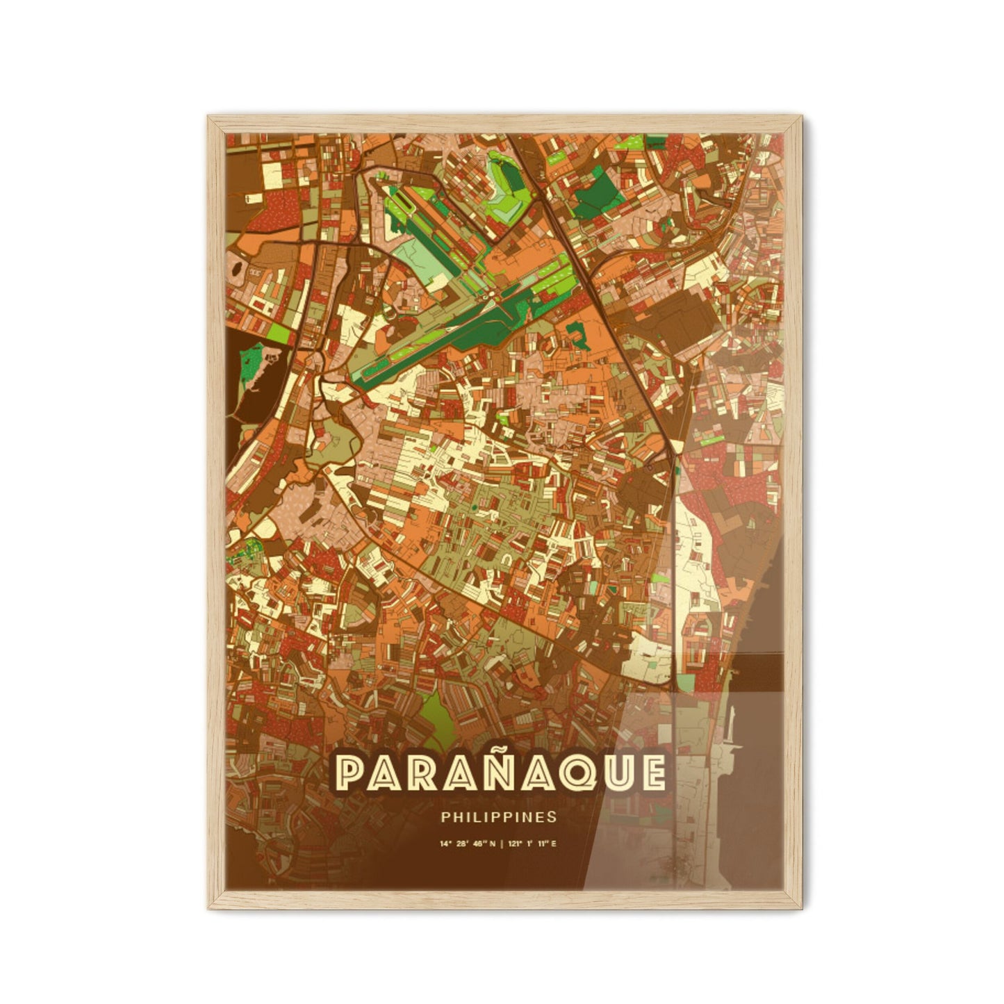 Colorful PARAÑAQUE PHILIPPINES Fine Art Map Farmhouse