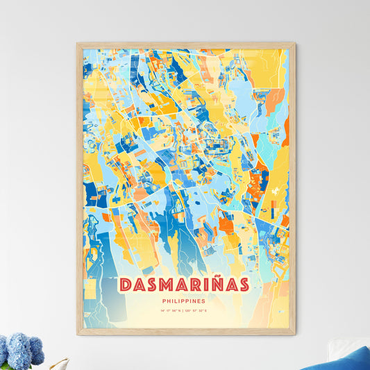 Colorful DASMARIÑAS PHILIPPINES Fine Art Map Blue Orange