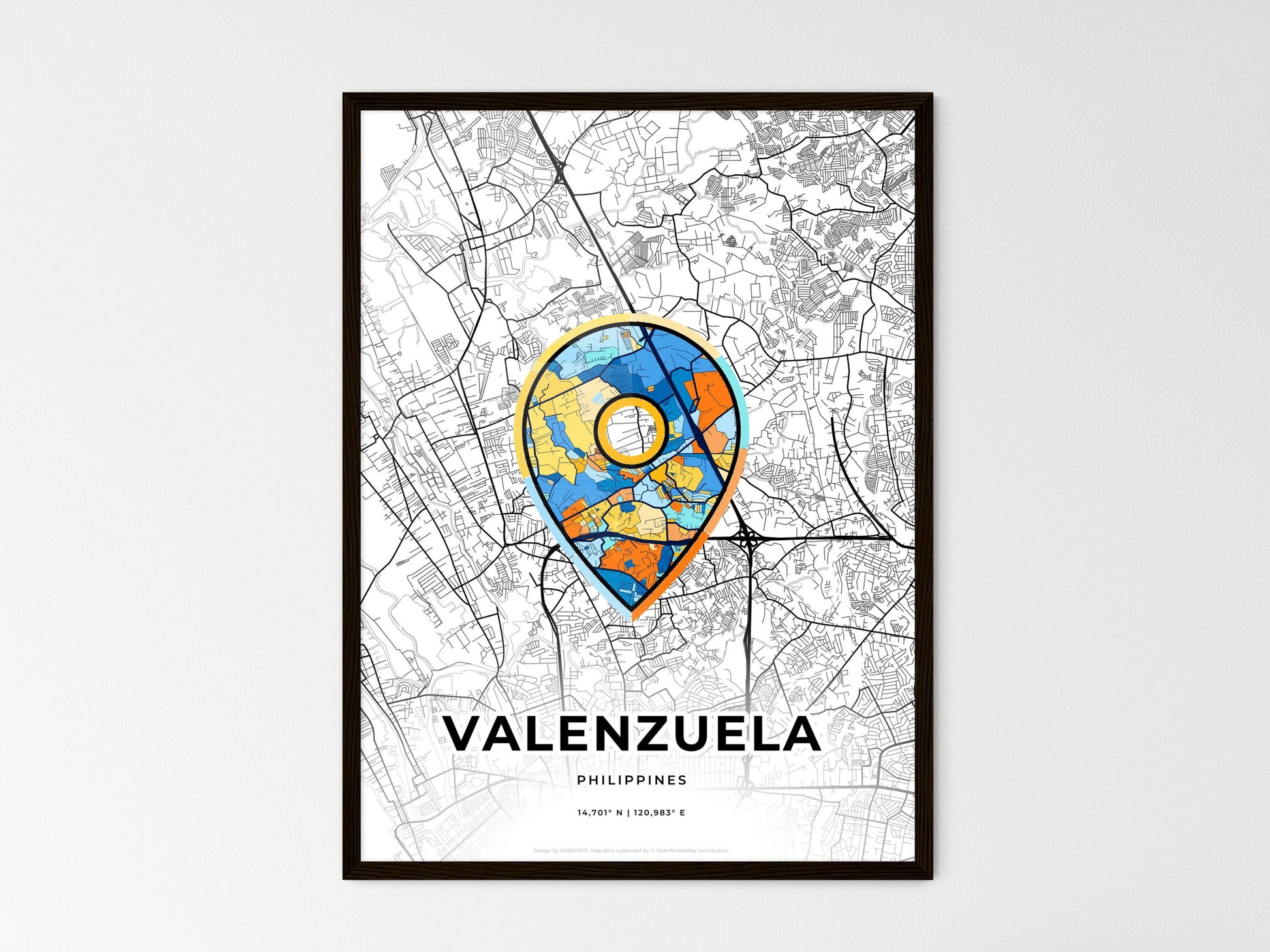 VALENZUELA PHILIPPINES minimal art map with a colorful icon. Where it all began, Couple map gift. Style 1