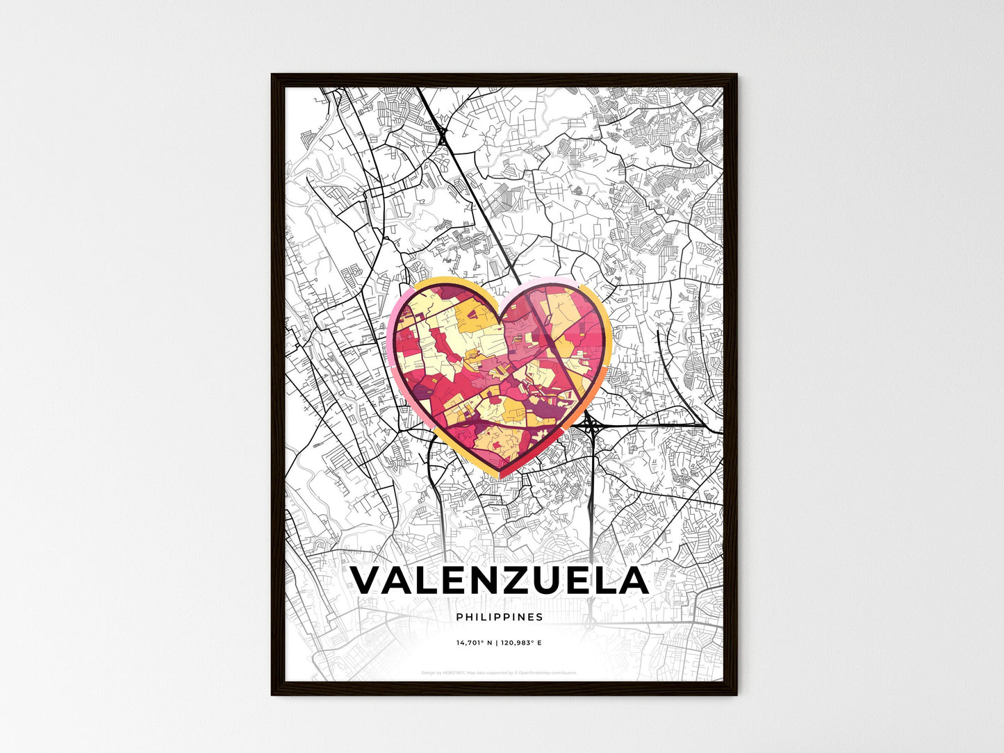 VALENZUELA PHILIPPINES minimal art map with a colorful icon. Where it all began, Couple map gift. Style 2
