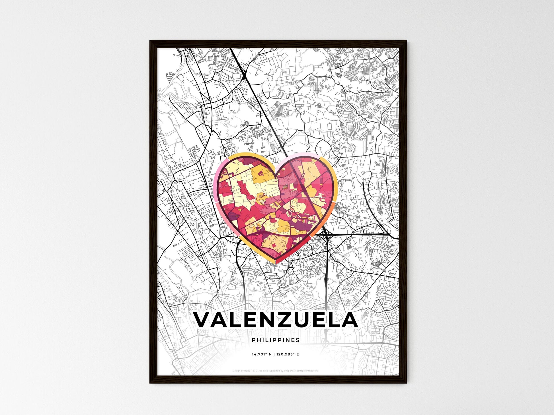 VALENZUELA PHILIPPINES minimal art map with a colorful icon. Where it all began, Couple map gift. Style 2