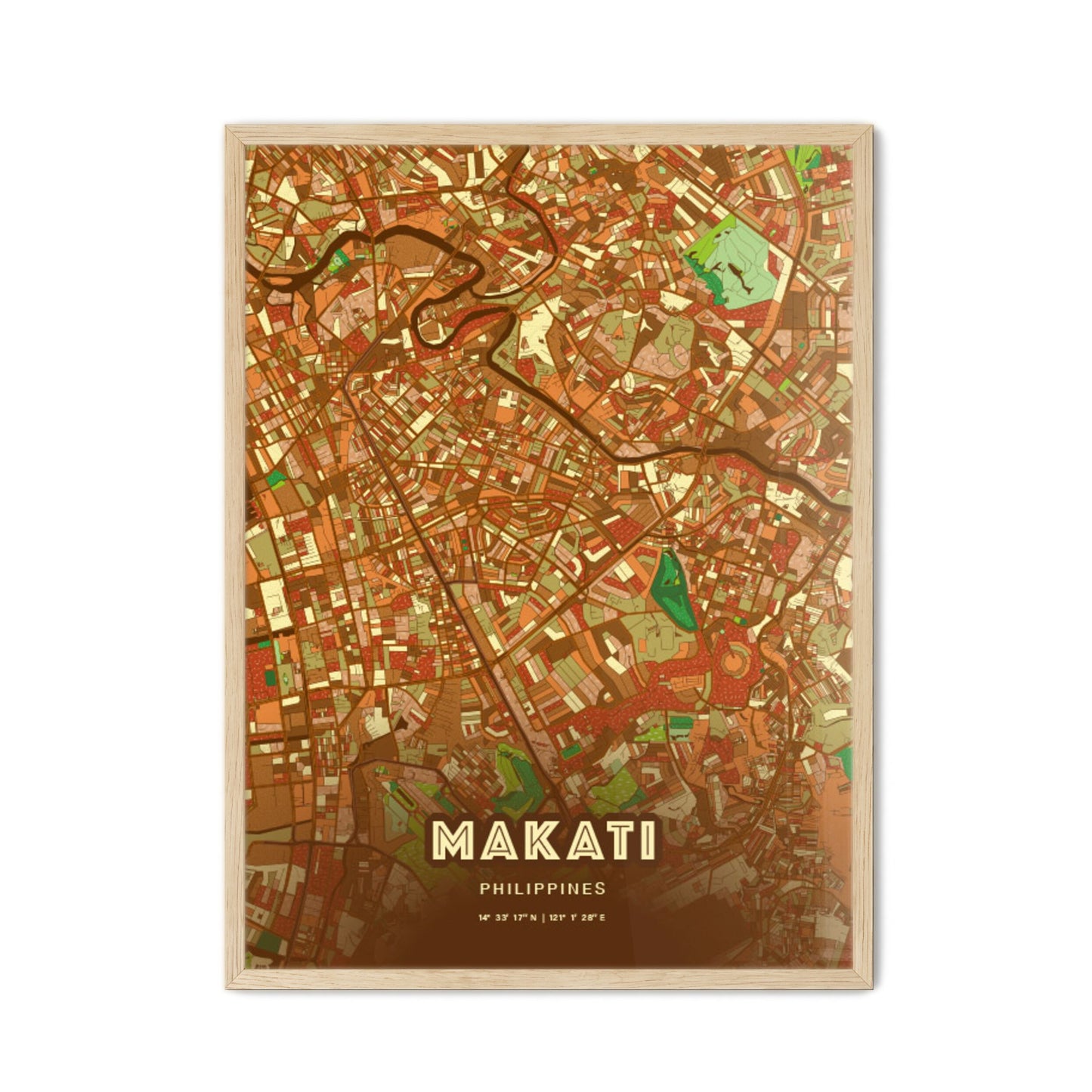 Colorful MAKATI PHILIPPINES Fine Art Map Farmhouse