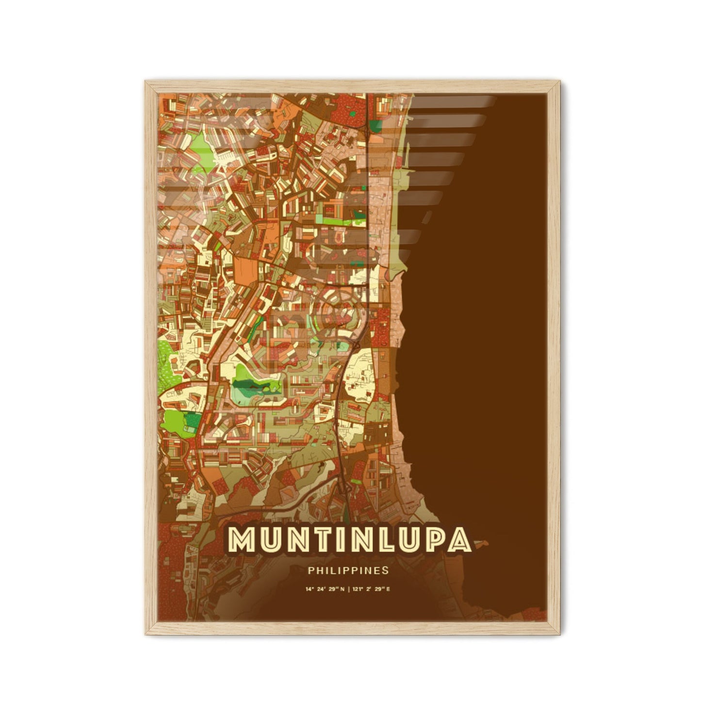 Colorful MUNTINLUPA PHILIPPINES Fine Art Map Farmhouse