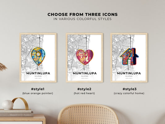Muntinlupa Philippines maps with colorful icons
