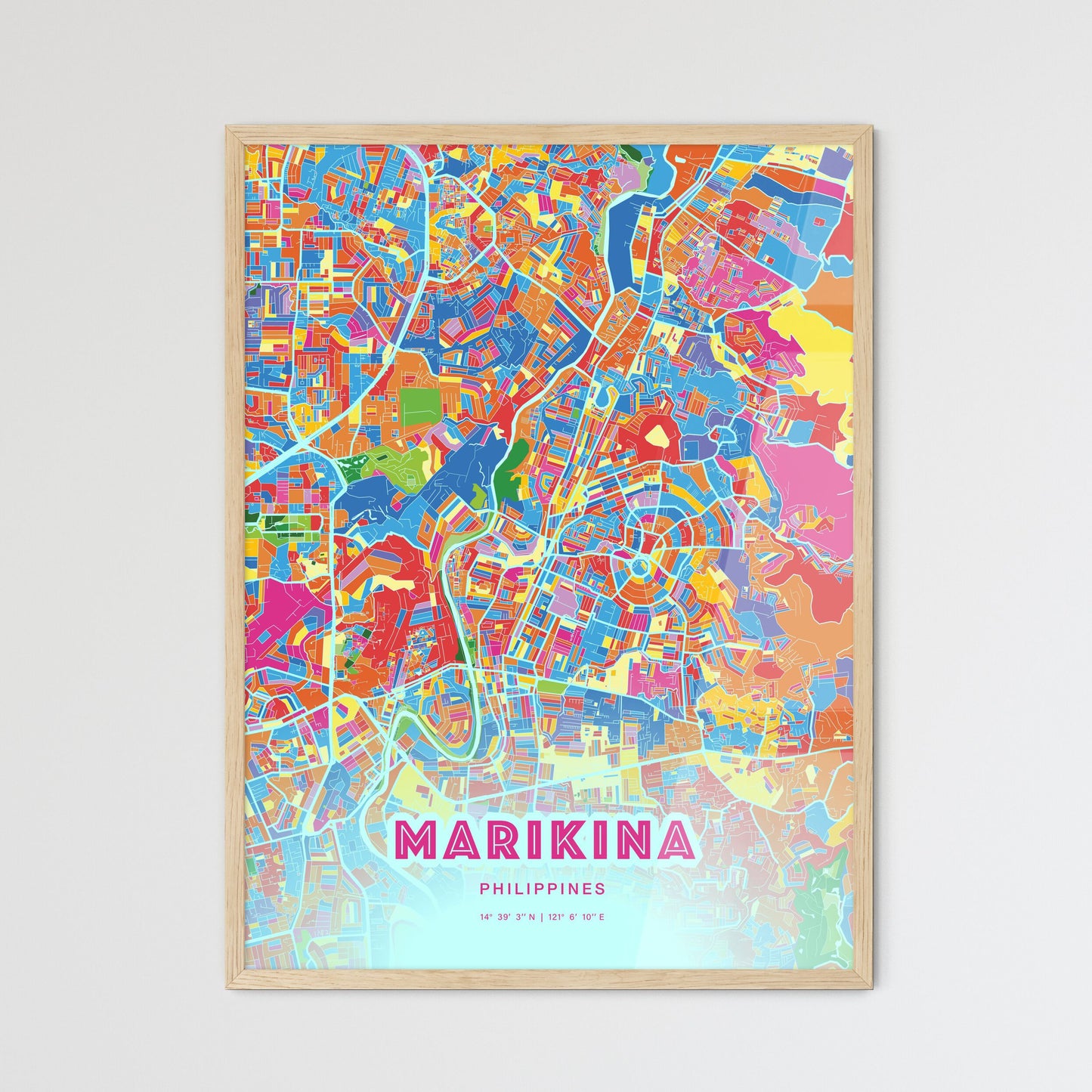 Colorful MARIKINA PHILIPPINES Fine Art Map Crazy Colors