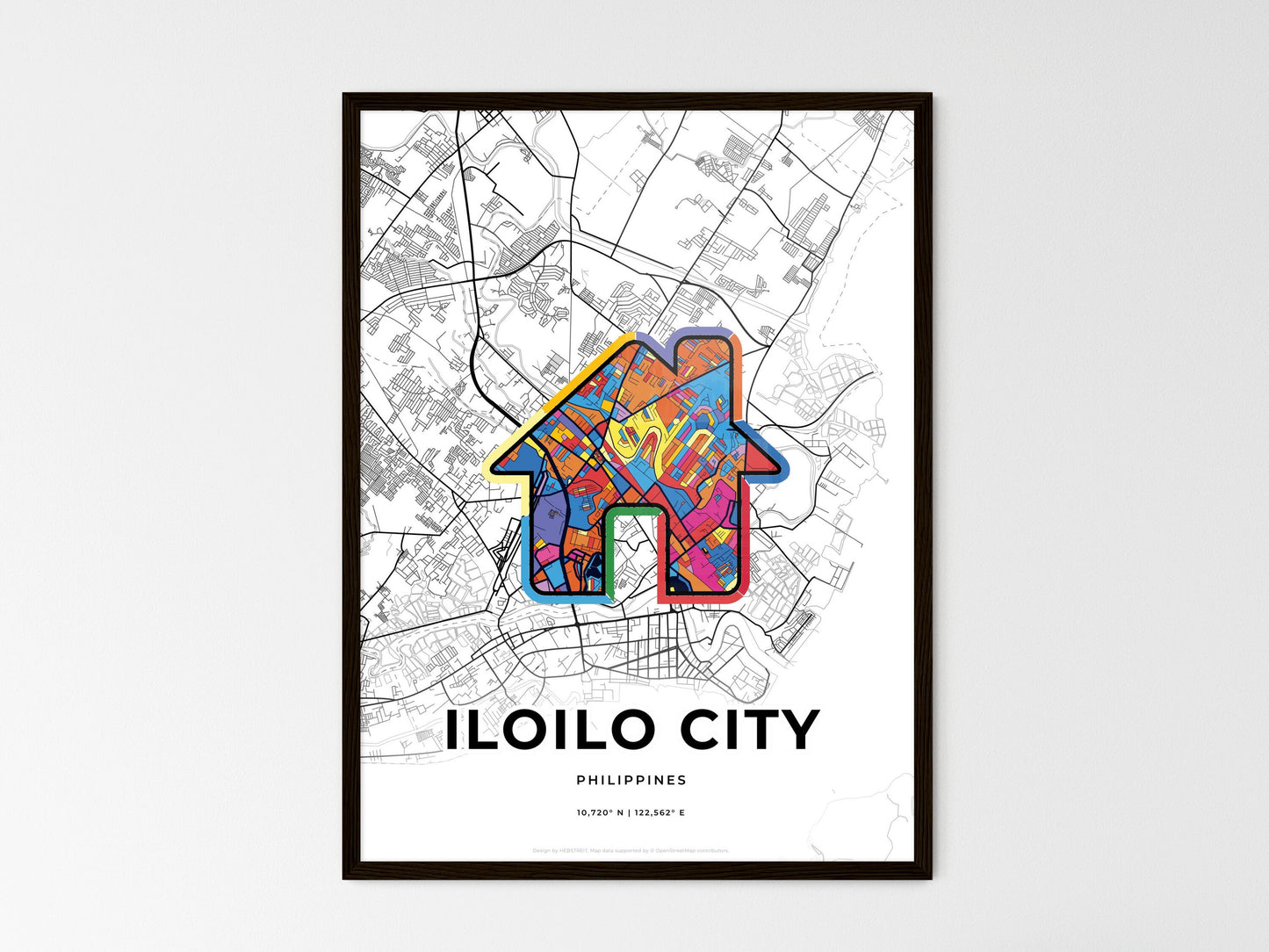 Iloilo City Philippines wedding art map with home icon