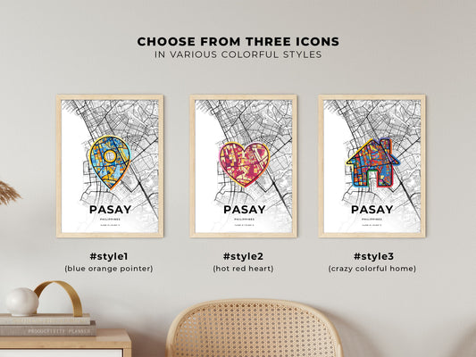 Pasay Philippines maps with colorful icons
