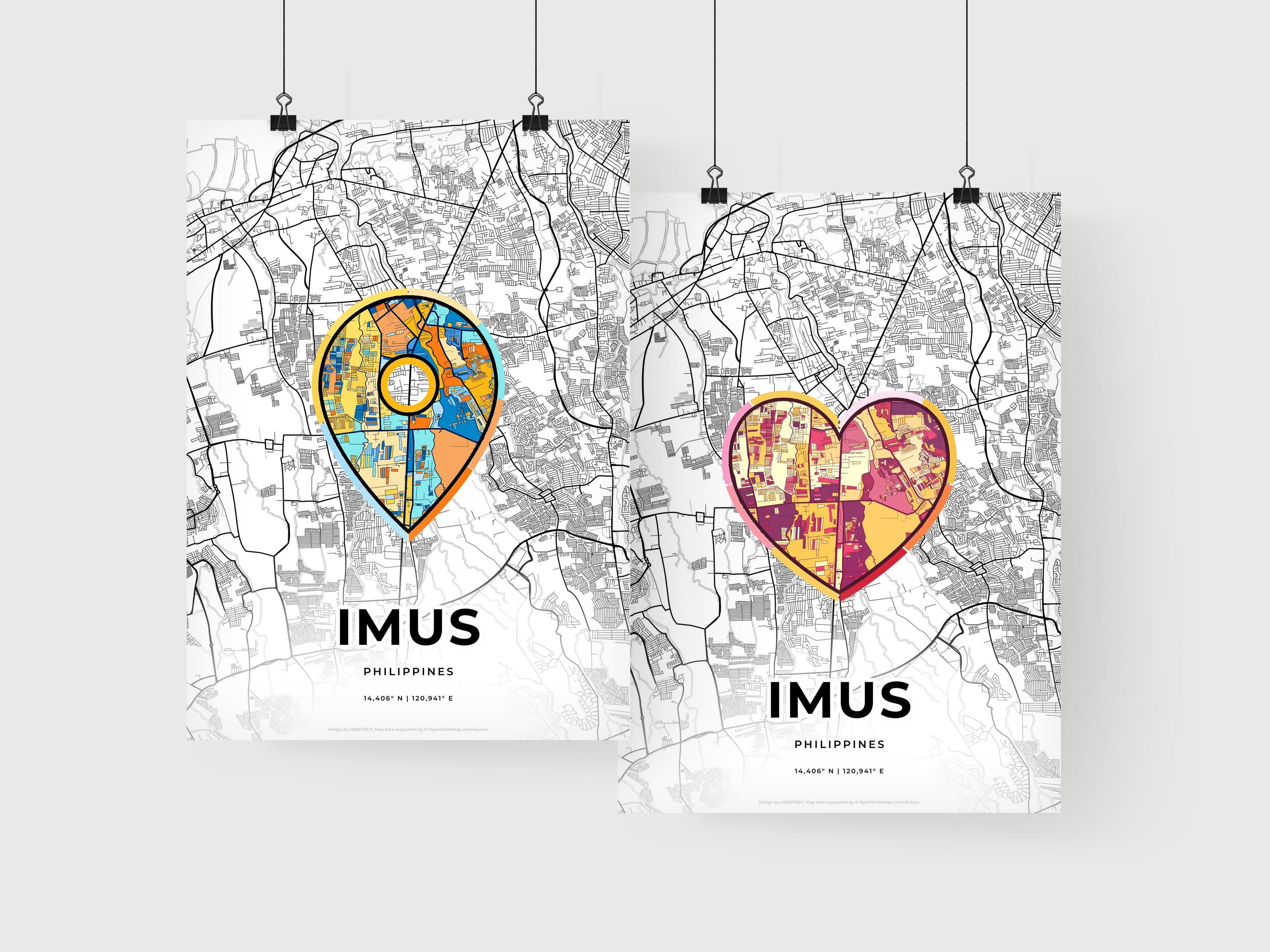 Art Map of Imus Philippines, Minimal Art Map With A Colorful Icon ...