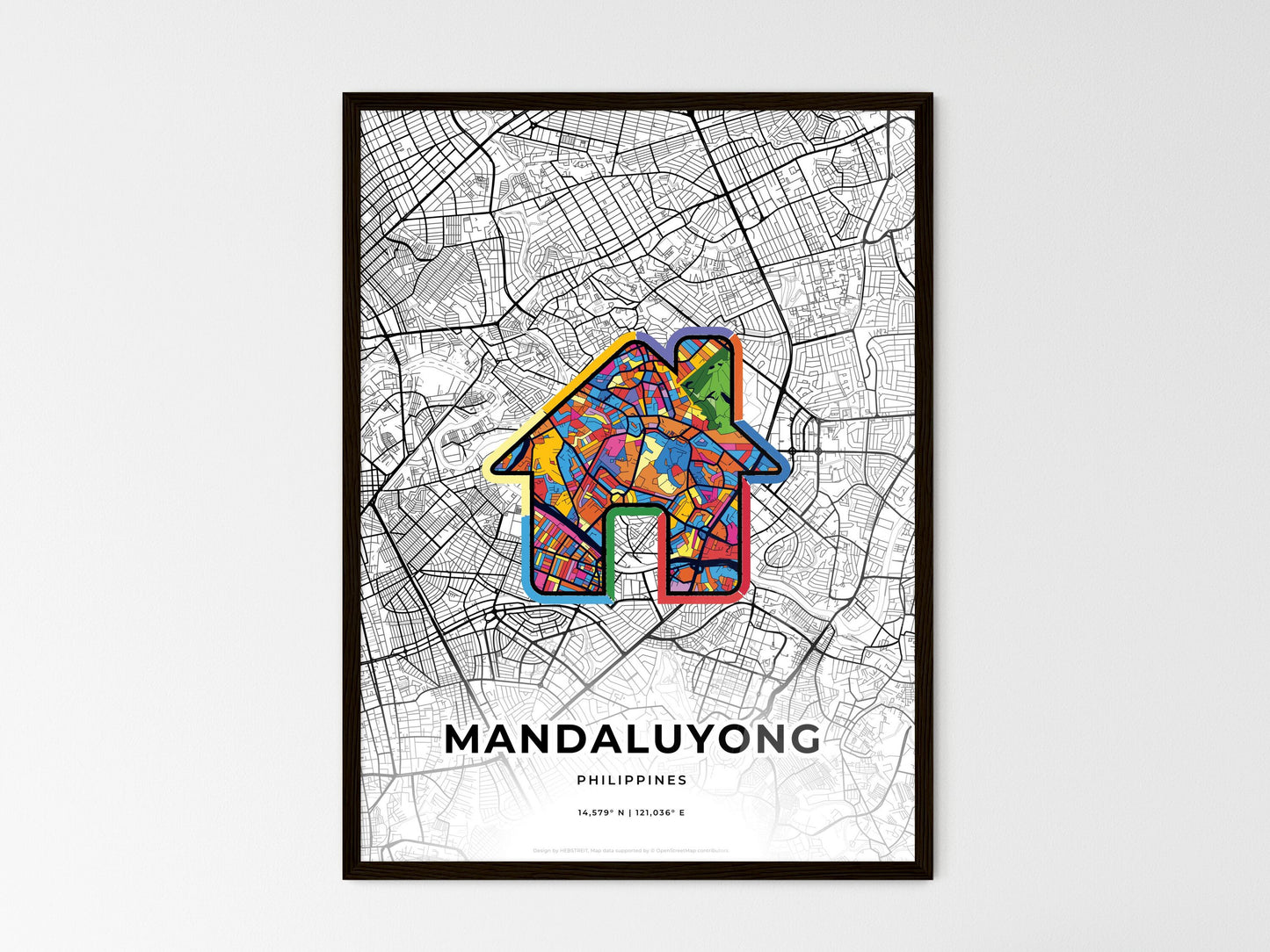 Mandaluyong Philippines wedding art map with home icon