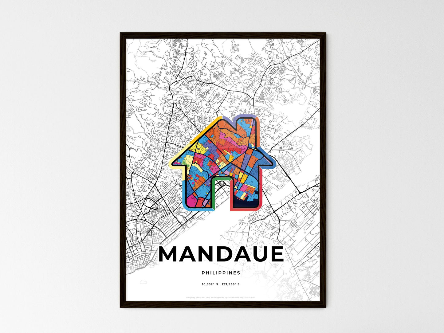 Mandaue Philippines wedding art map with home icon