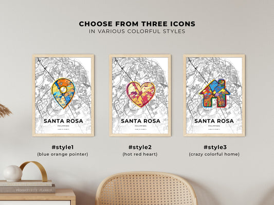 Santa Rosa Philippines maps with colorful icons