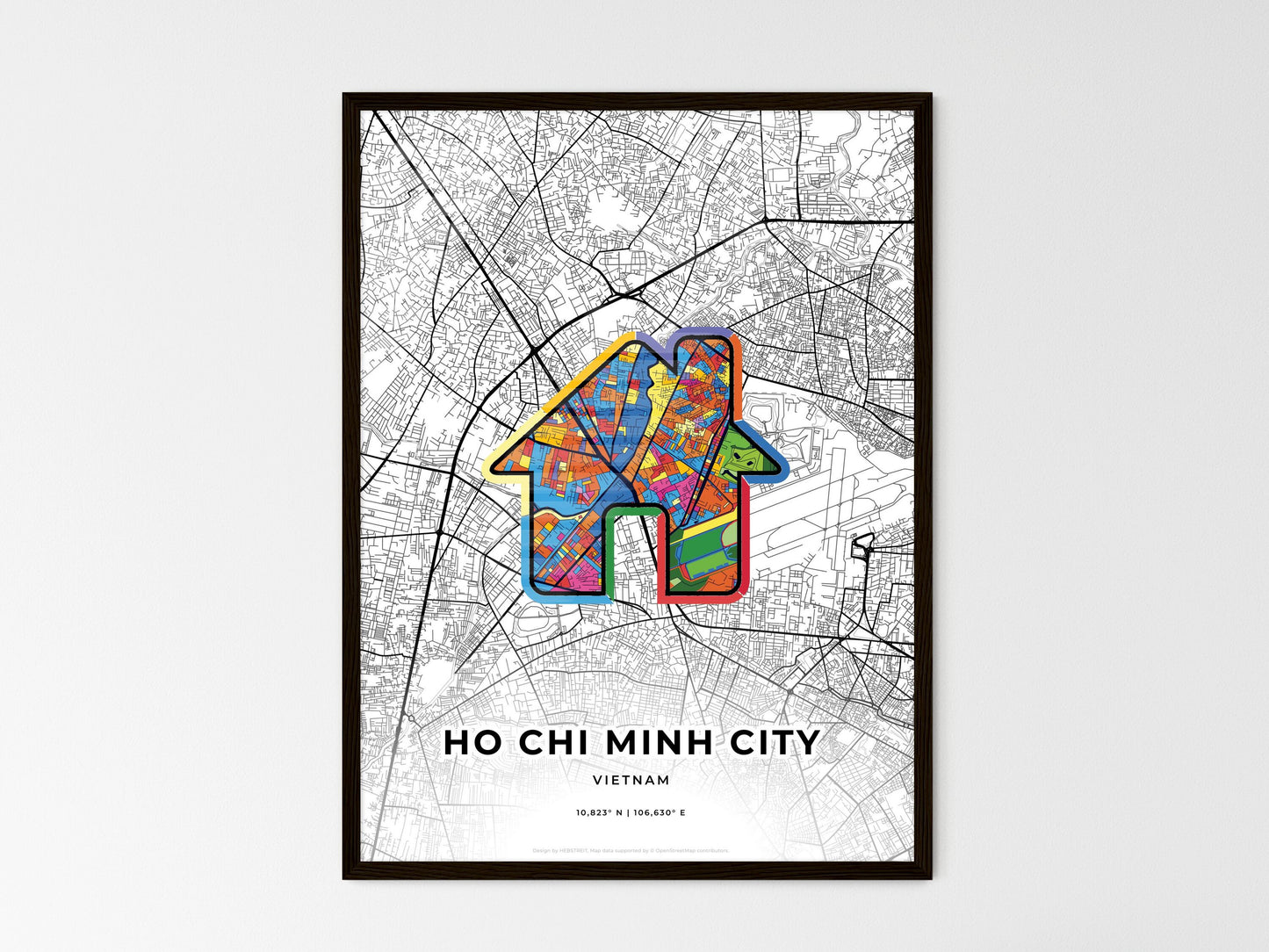 Ho Chi Minh City Vietnam wedding art map with home icon