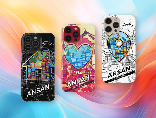 Ansan South Korea slim phone case with colorful icon. Birthday, wedding or housewarming gift. Couple match cases.