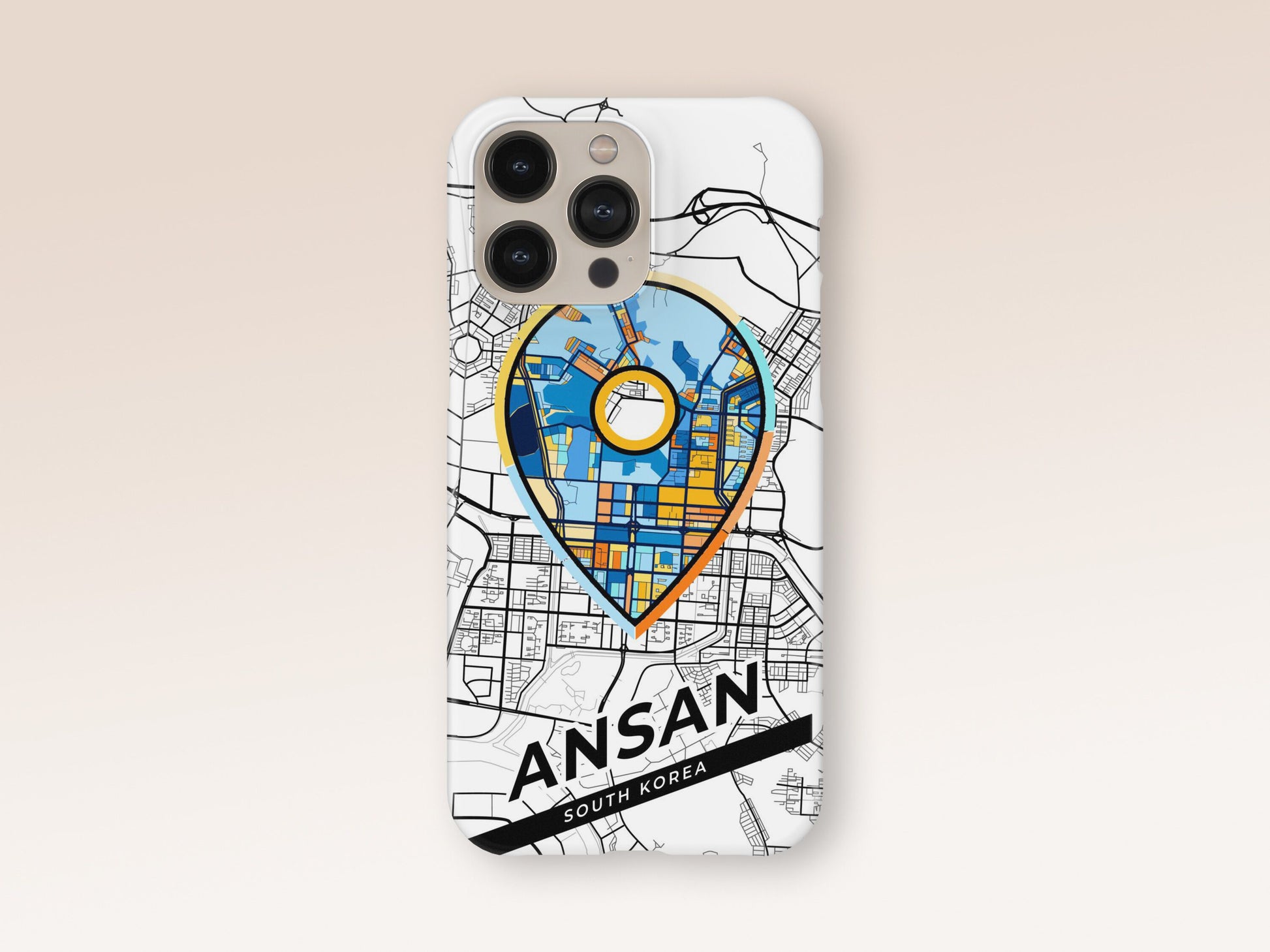 Ansan South Korea slim phone case with colorful icon. Birthday, wedding or housewarming gift. Couple match cases. 1