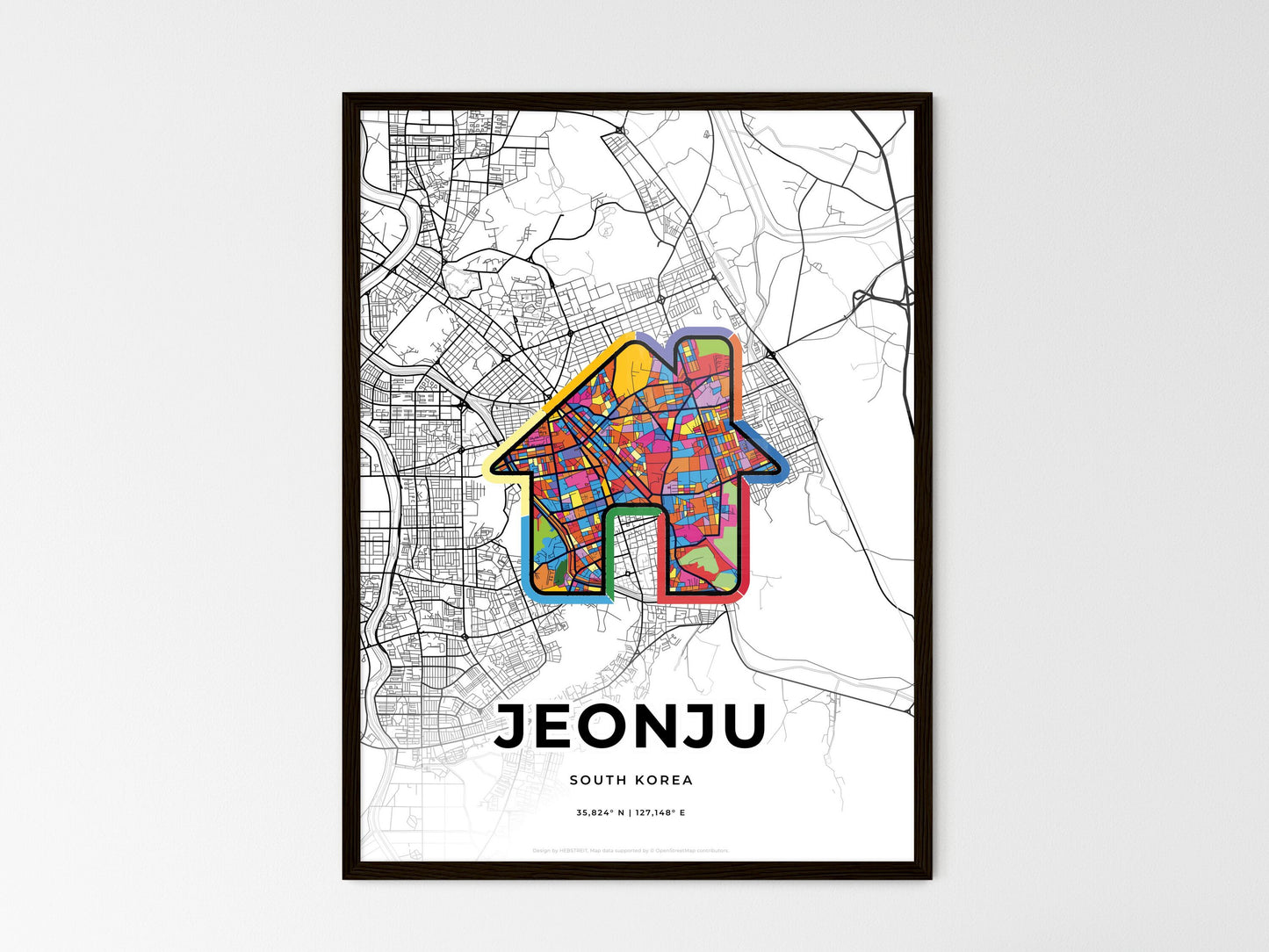 Jeonju South Korea wedding art map with home icon