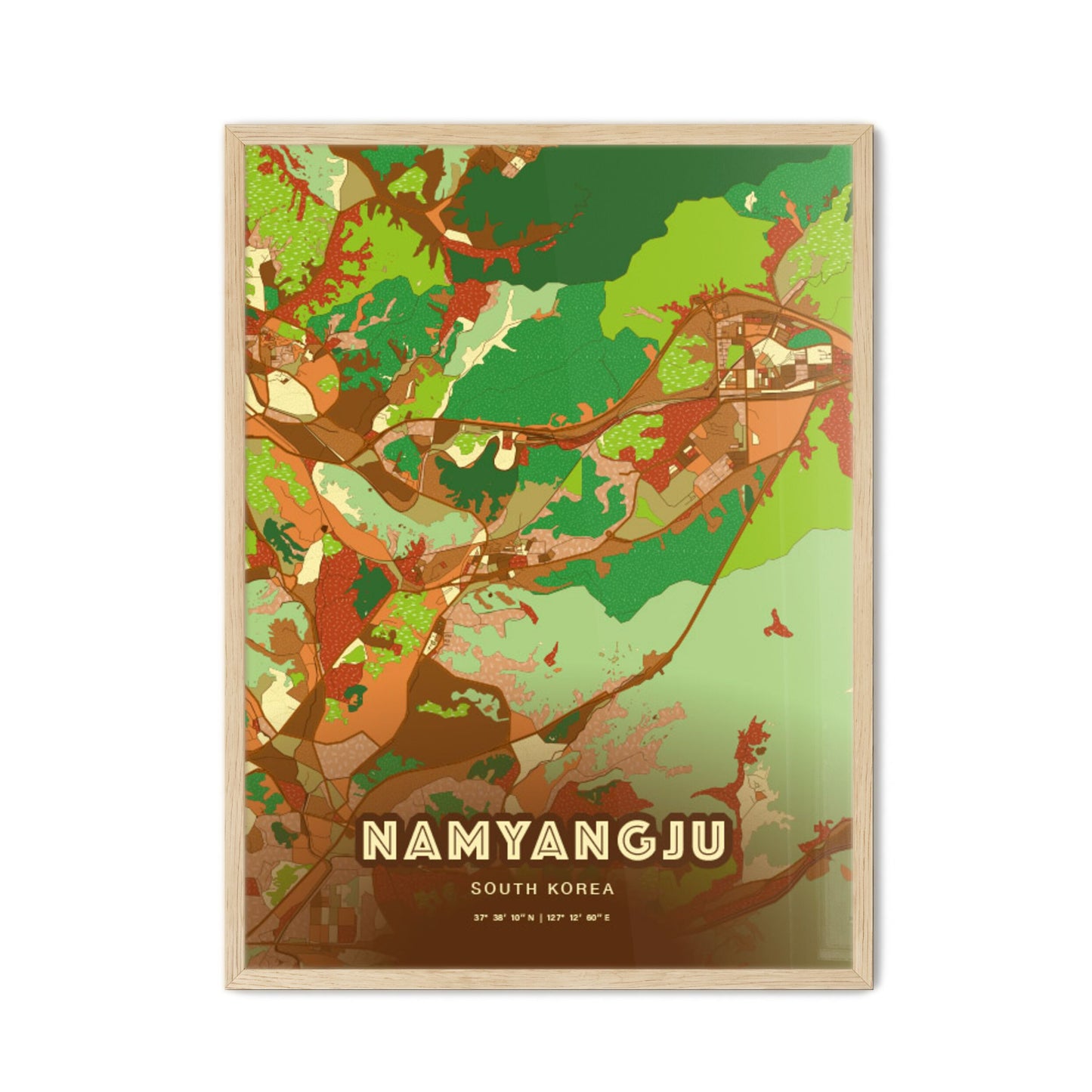 Colorful NAMYANGJU SOUTH KOREA Fine Art Map Farmhouse