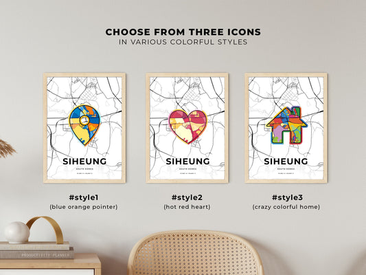 Siheung South Korea maps with colorful icons