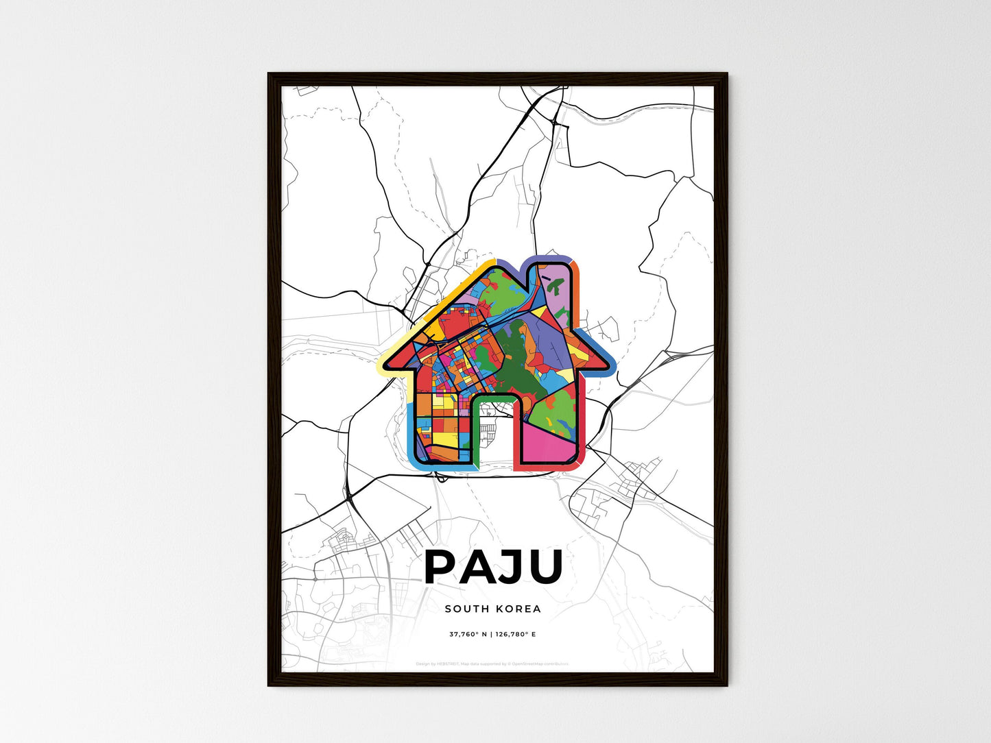 Paju South Korea wedding art map with home icon