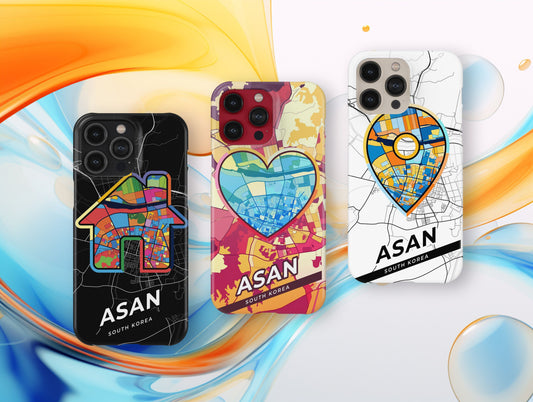 Asan South Korea slim phone case with colorful icon. Birthday, wedding or housewarming gift. Couple match cases.