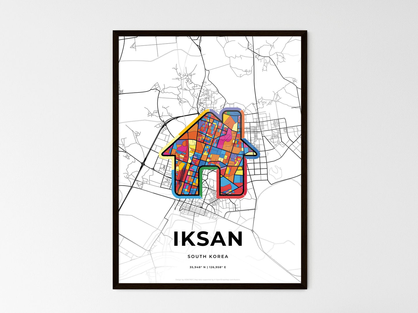 Iksan South Korea wedding art map with home icon