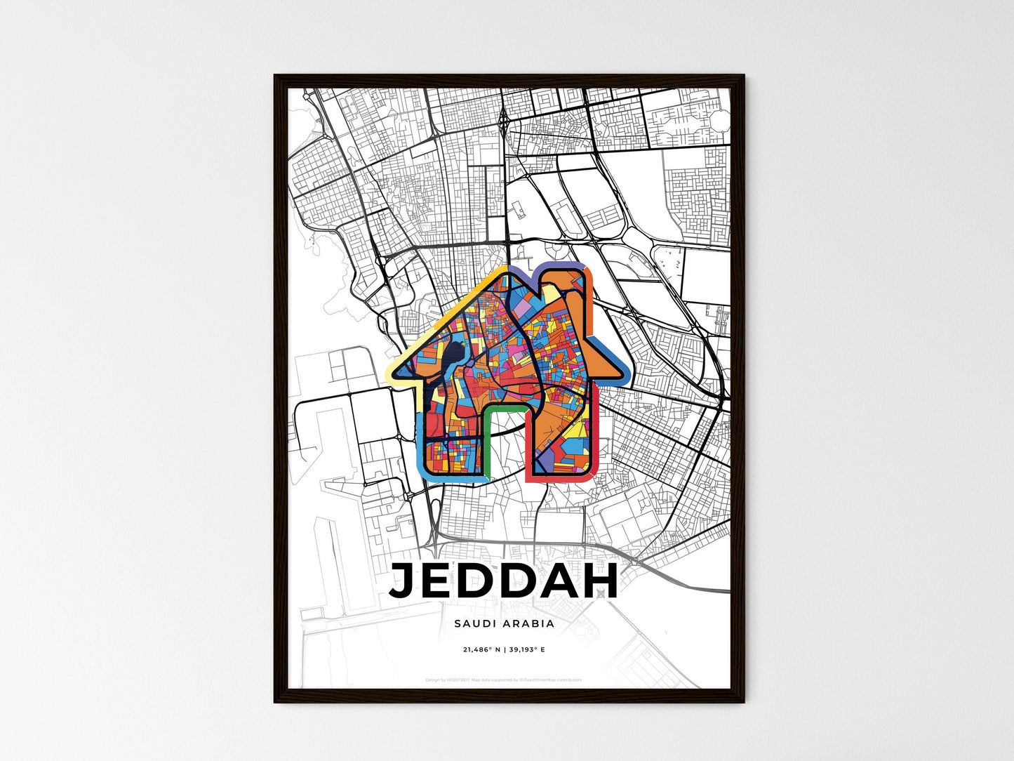 Jeddah Saudi Arabia wedding art map with home icon