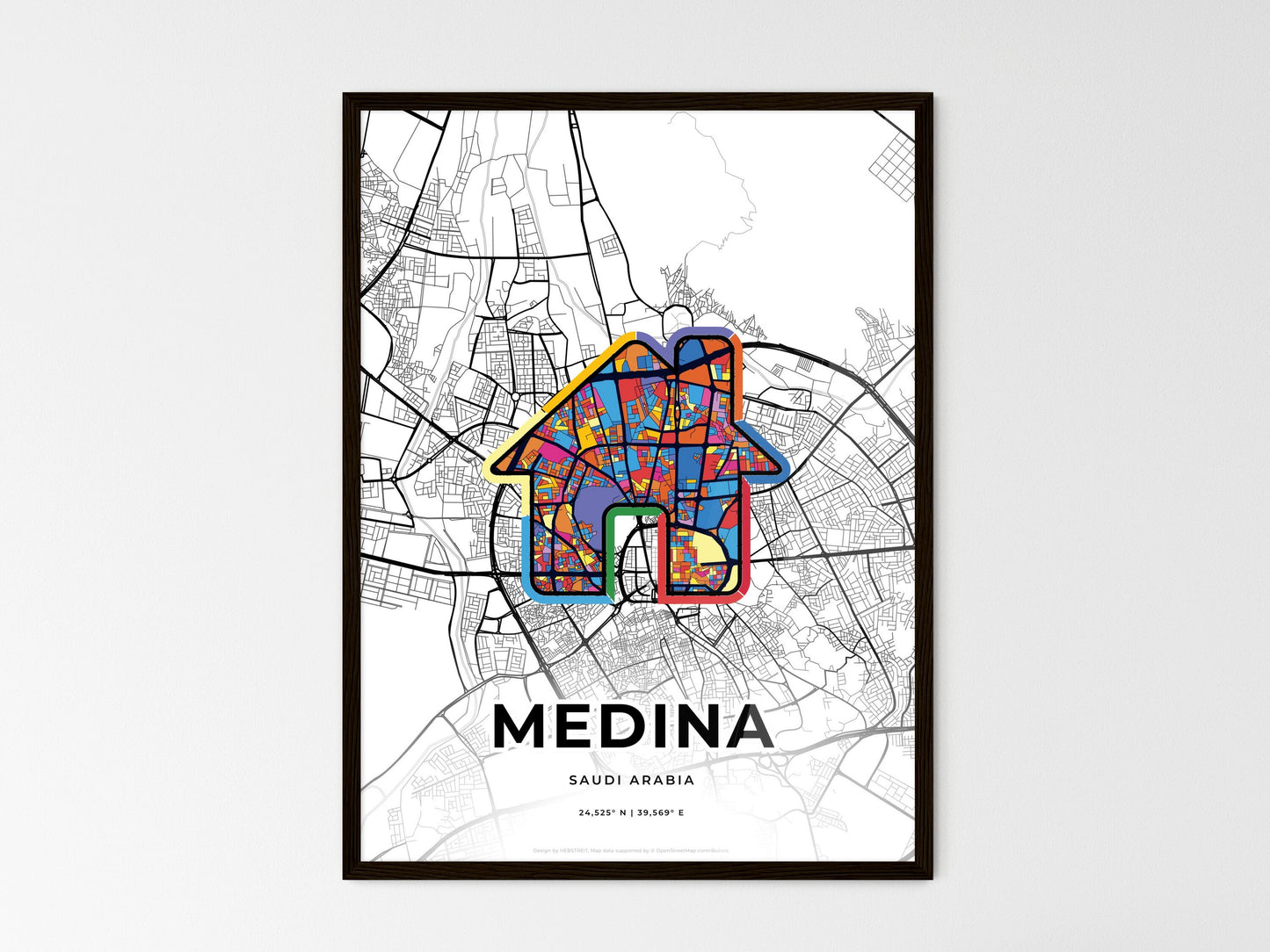 Medina Saudi Arabia wedding art map with home icon