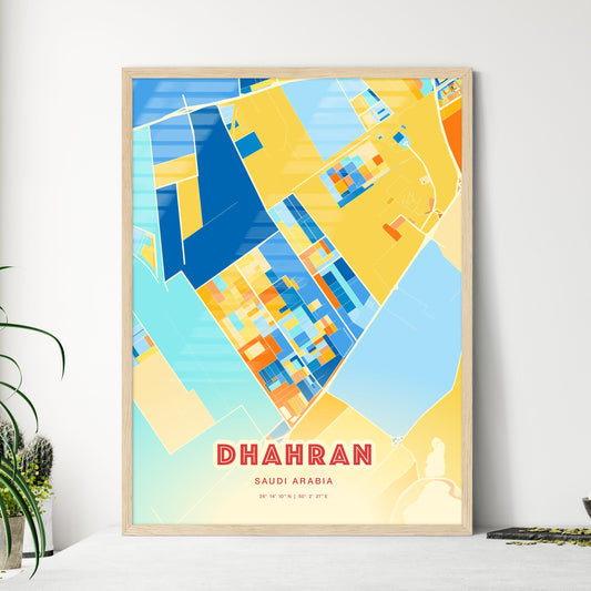 Colorful DHAHRAN SAUDI ARABIA Fine Art Map Blue Orange