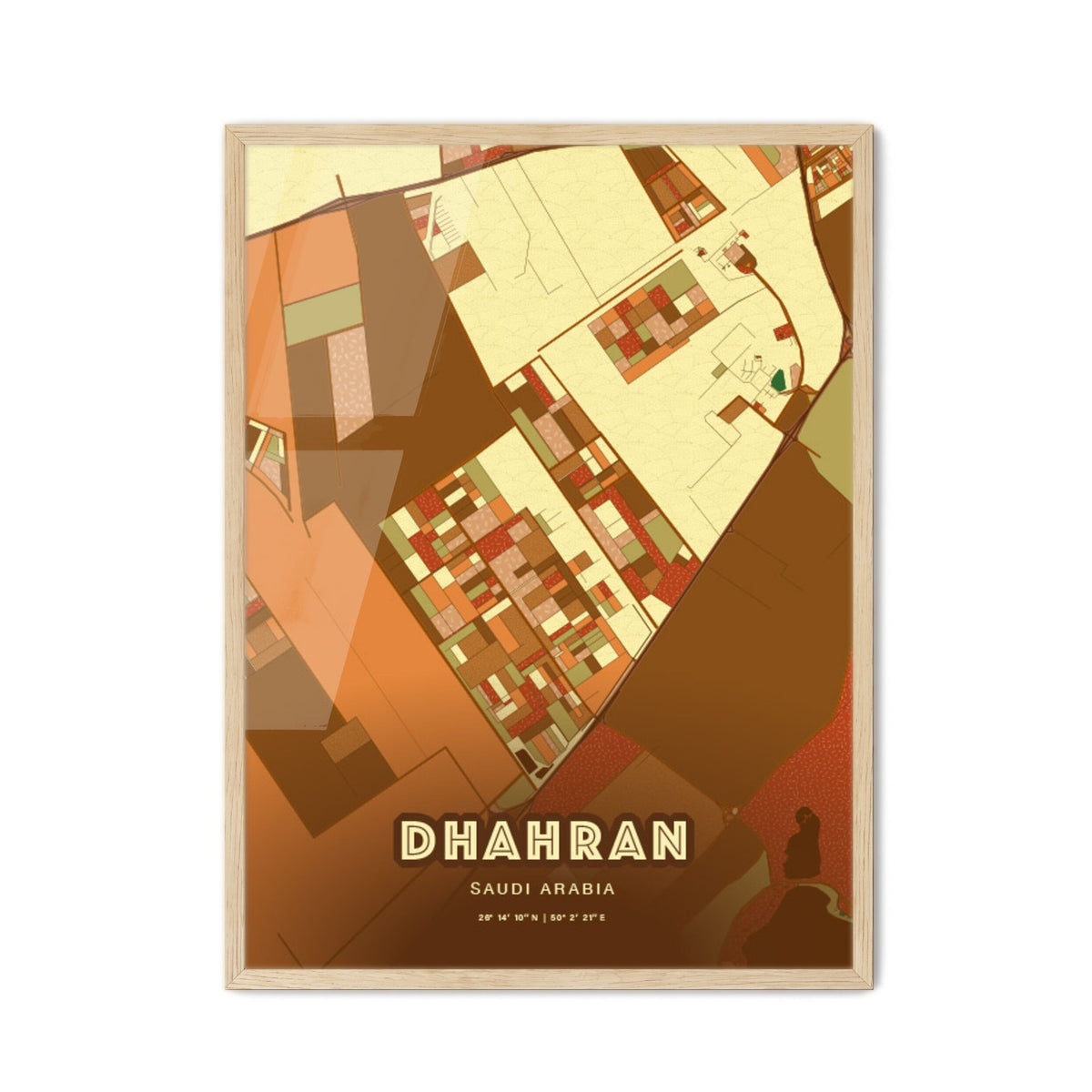 Colorful DHAHRAN SAUDI ARABIA Fine Art Map Farmhouse