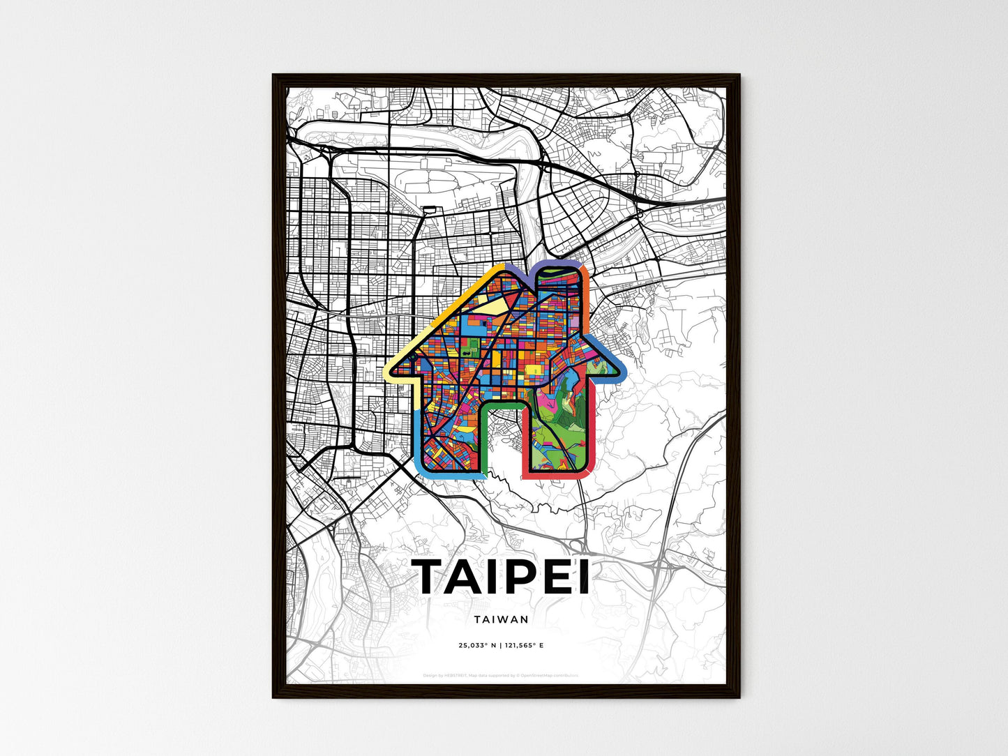 Taipei Taiwan wedding art map with home icon