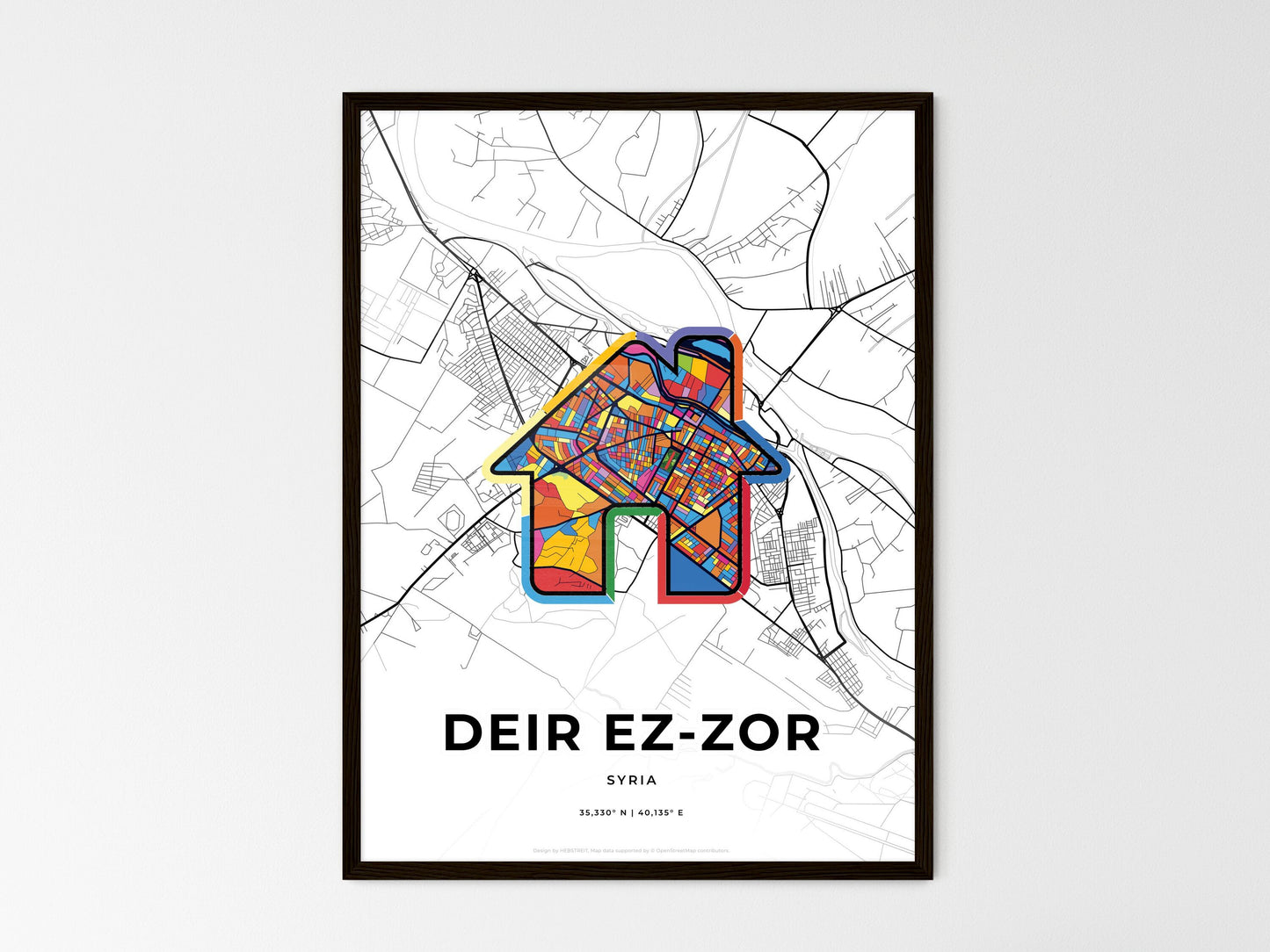 Deir Ez-Zor Syria wedding art map with home icon