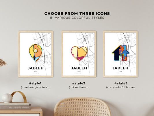 Jableh Syria maps with colorful icons