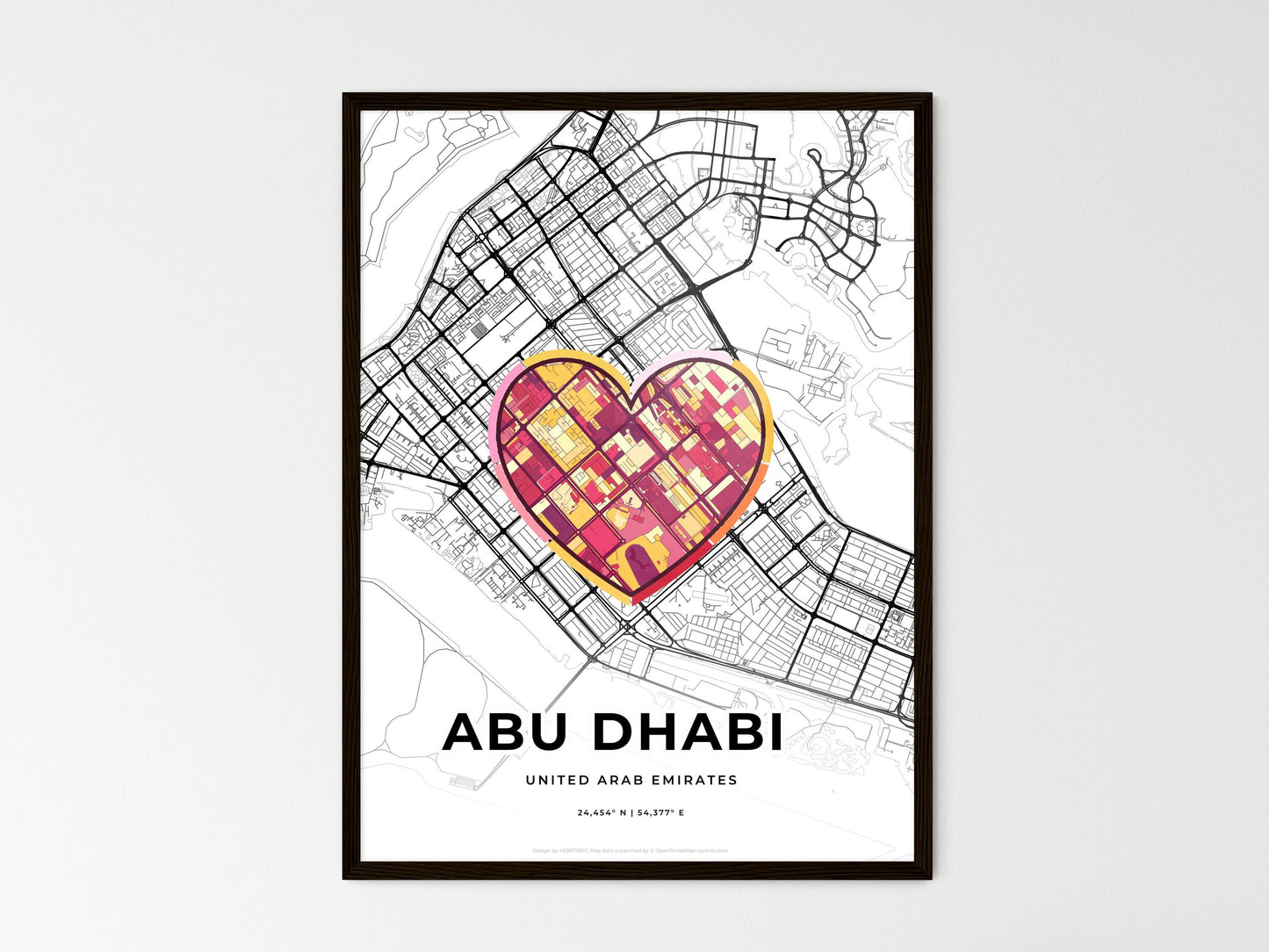 ABU DHABI UNITED ARAB EMIRATES minimal art map with a colorful icon. Where it all began, Couple map gift. Style 2