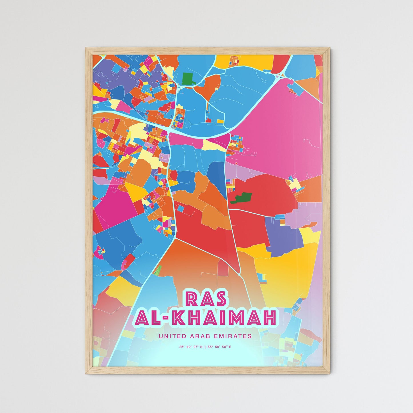 Colorful RAS AL-KHAIMAH UNITED ARAB EMIRATES Fine Art Map Crazy Colors