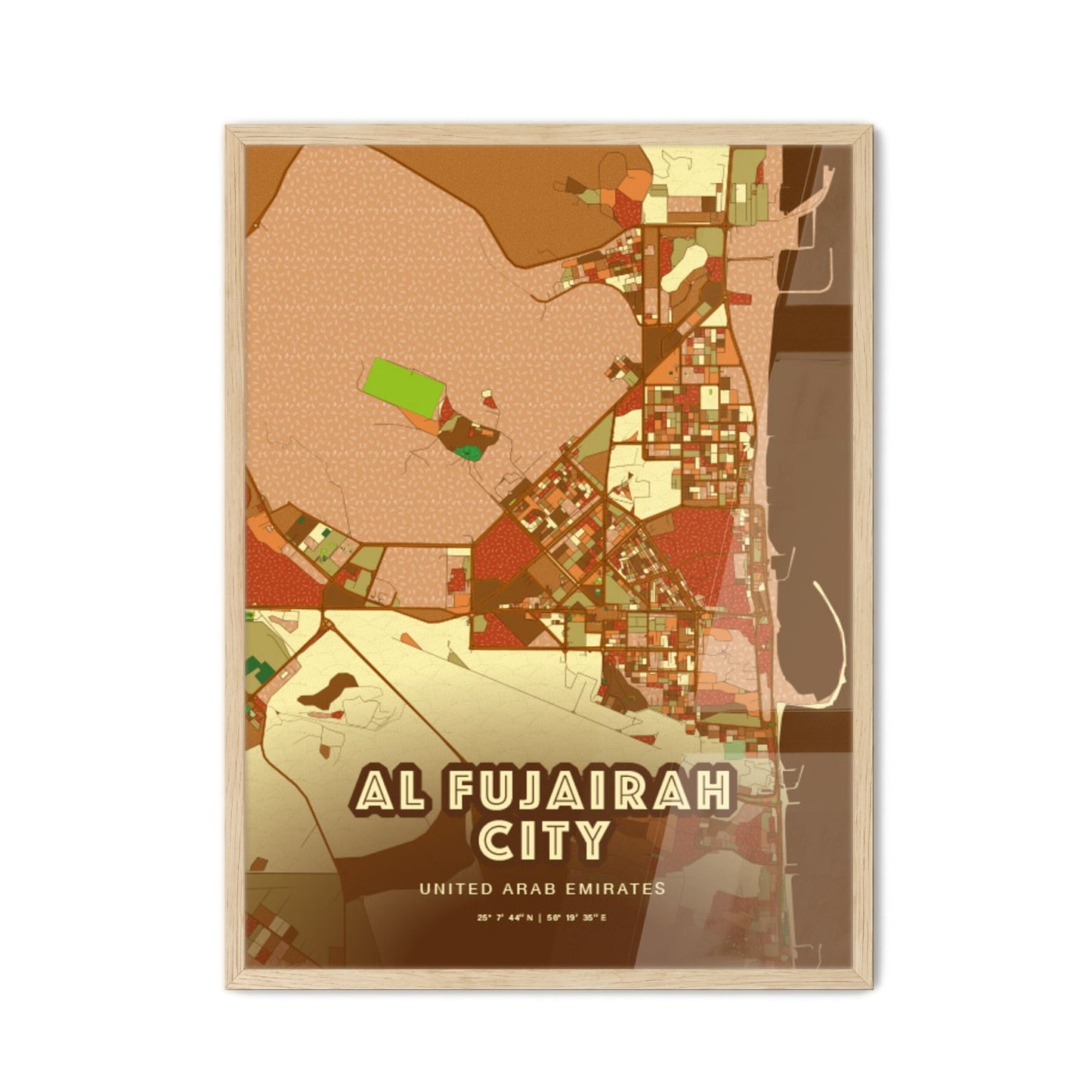 Colorful AL FUJAIRAH CITY UNITED ARAB EMIRATES Fine Art Map Farmhouse