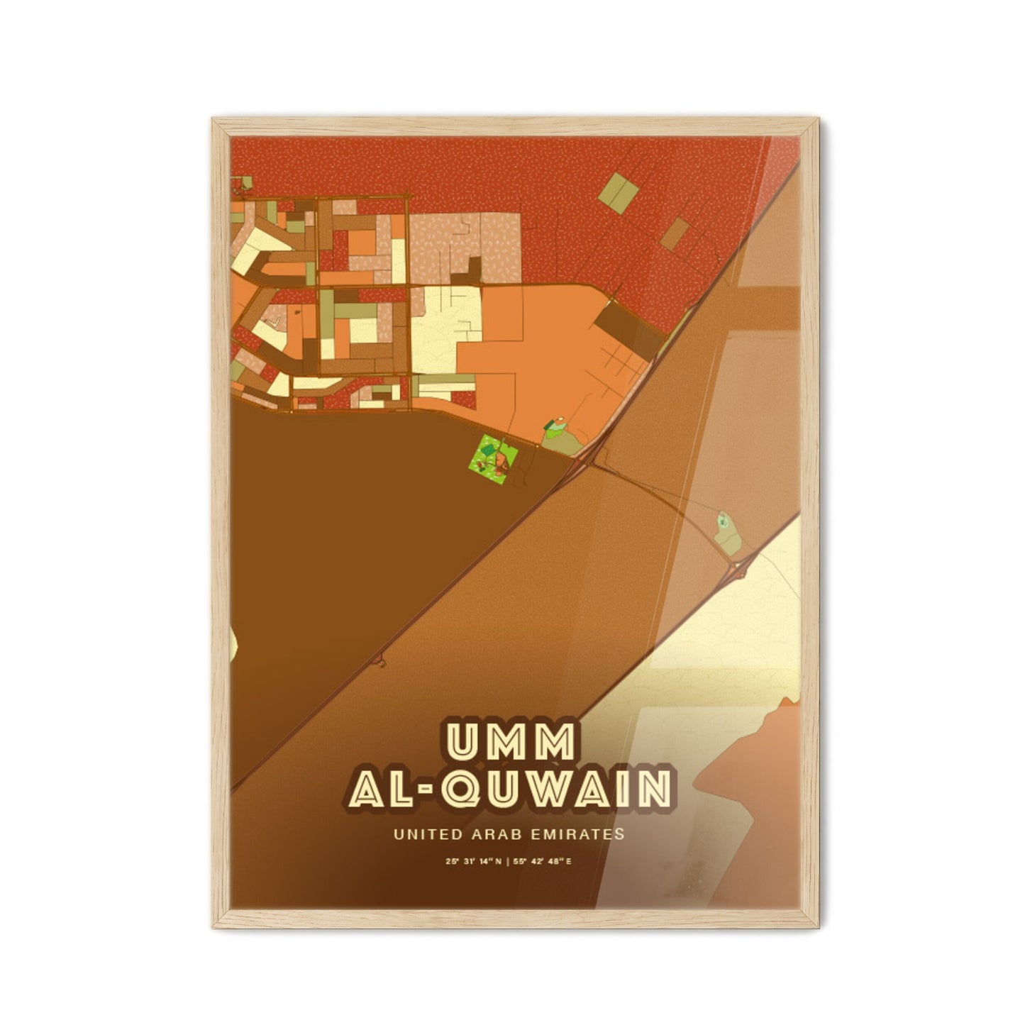 Colorful UMM AL-QUWAIN UNITED ARAB EMIRATES Fine Art Map Farmhouse