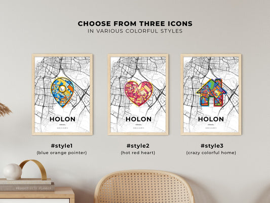 Holon Israel maps with colorful icons