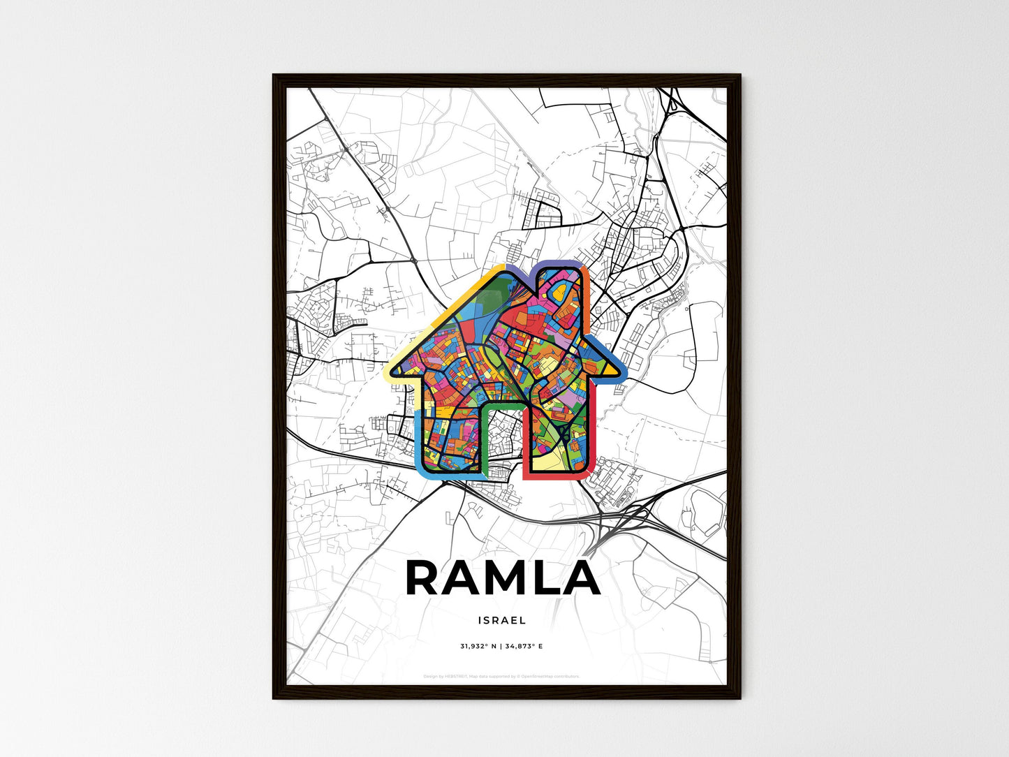Ramla Israel wedding art map with home icon