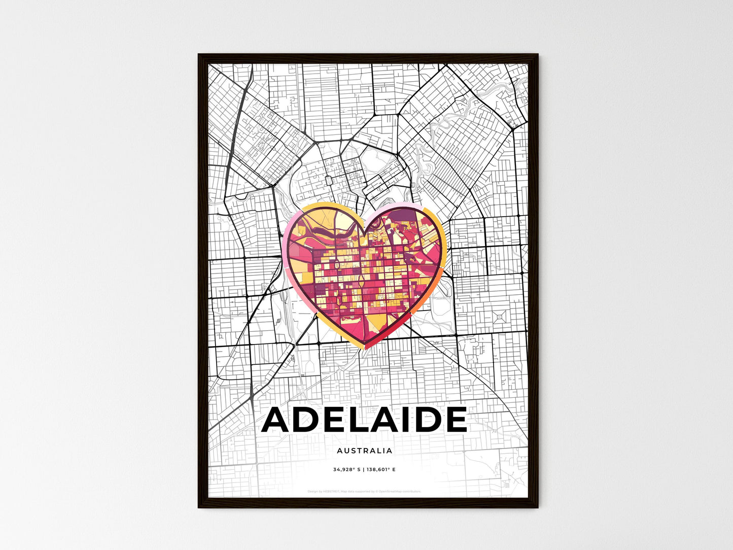 ADELAIDE AUSTRALIA minimal art map with a colorful icon. Where it all began, Couple map gift. Style 2