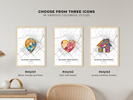 Mildura–Wentworth Australia maps with colorful icons