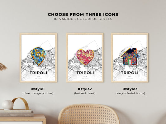 Tripoli Libya maps with colorful icons