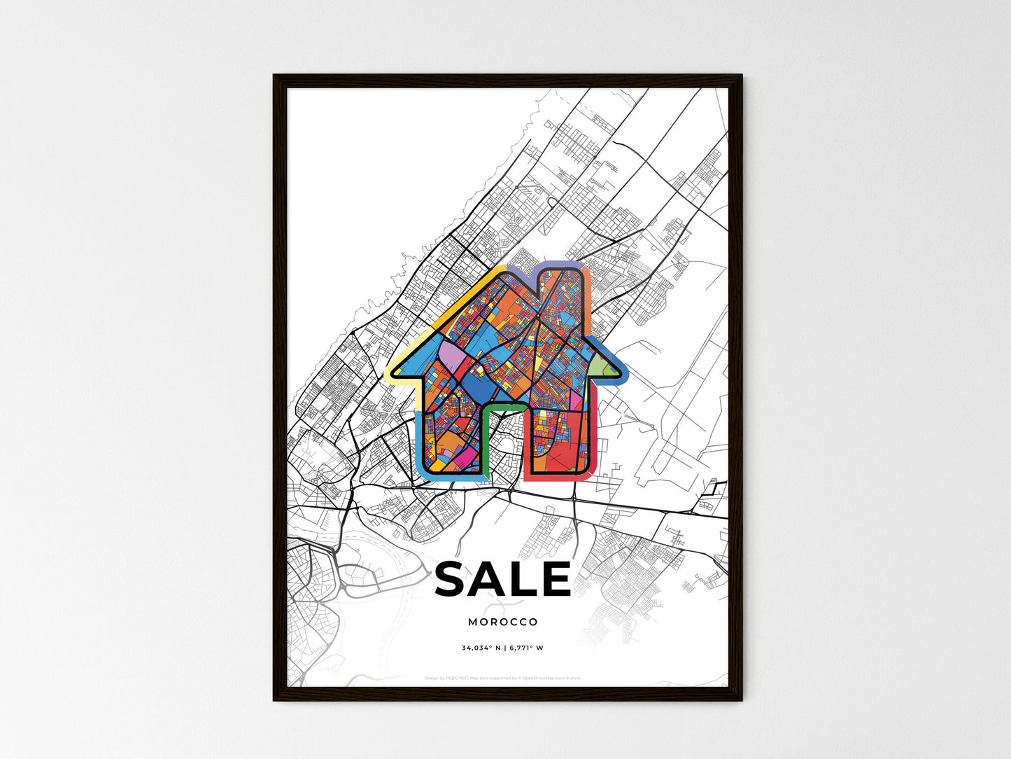 Sale Morocco wedding art map with home icon