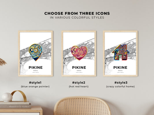 Pikine Senegal maps with colorful icons