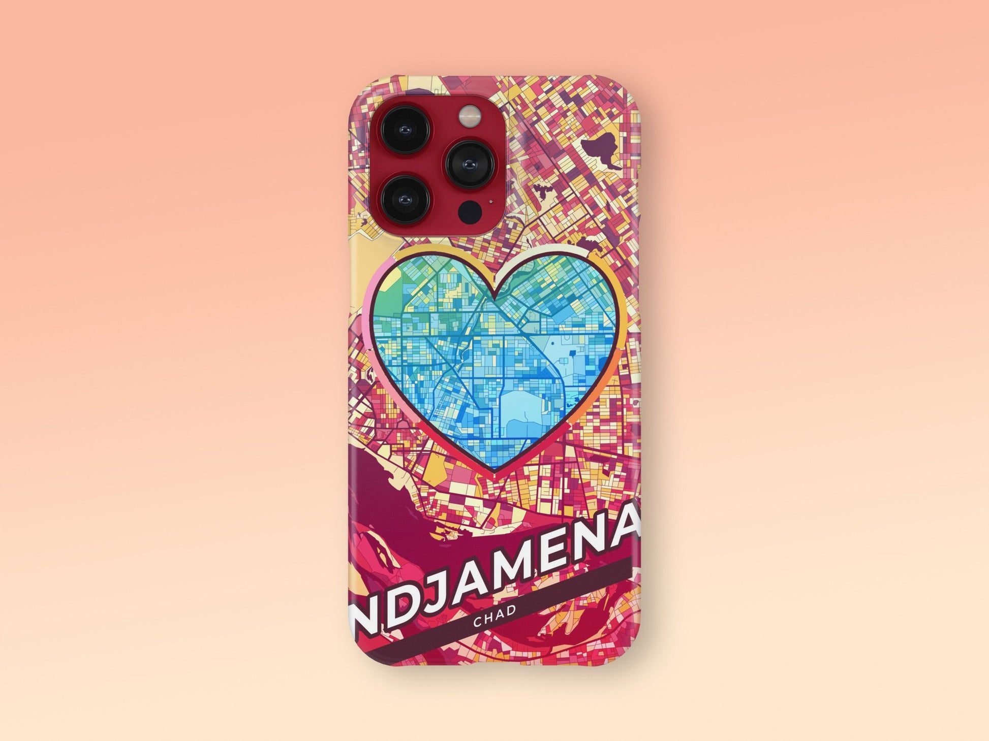 Ndjamena Chad slim phone case with colorful icon. Birthday, wedding or housewarming gift. Couple match cases. 2
