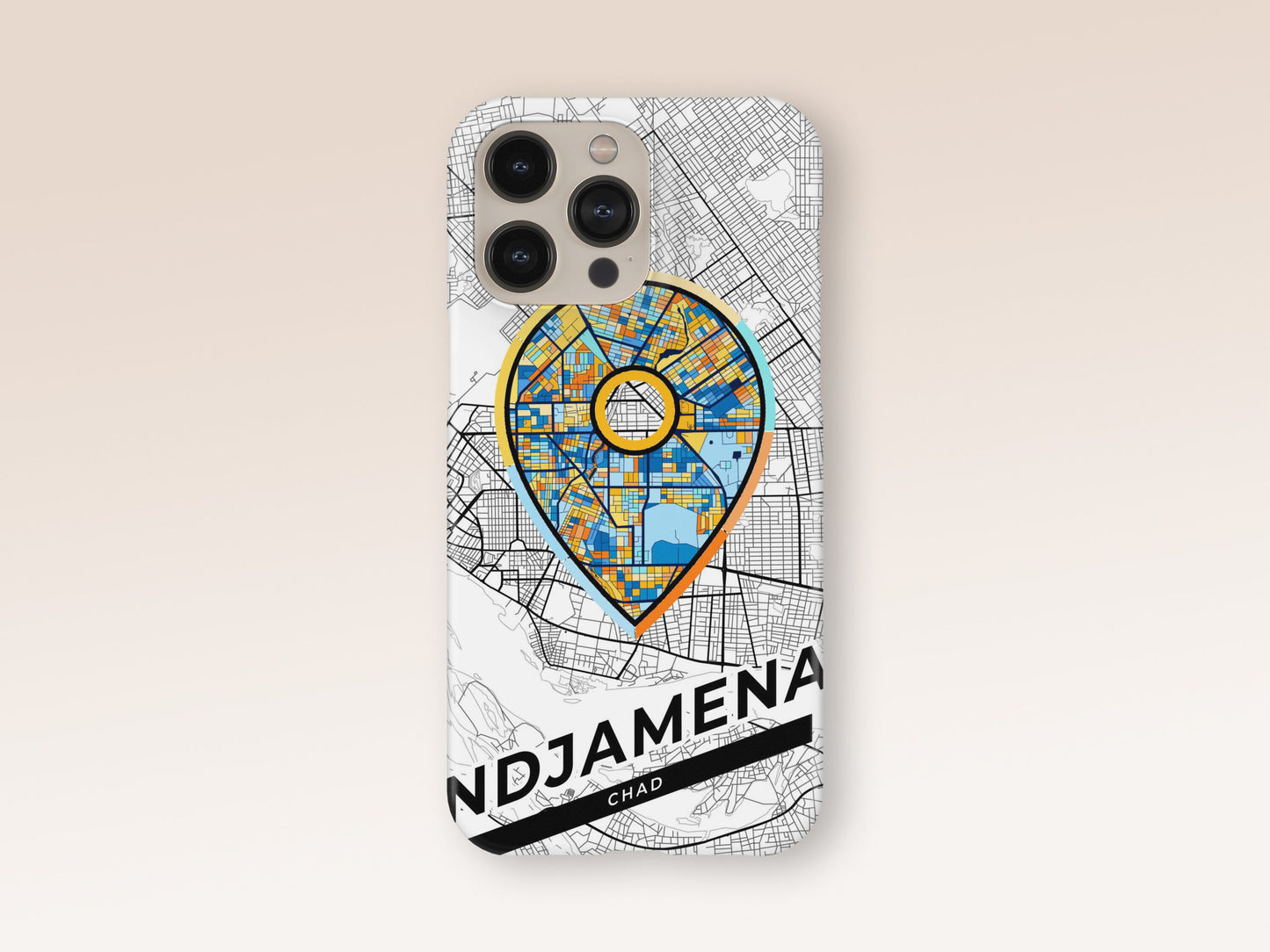 Ndjamena Chad slim phone case with colorful icon. Birthday, wedding or housewarming gift. Couple match cases. 1