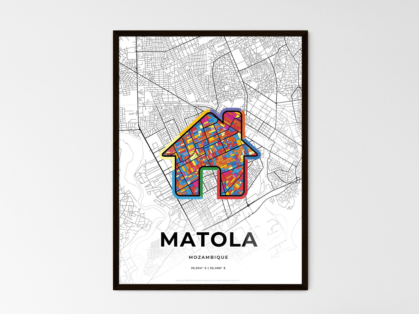 Matola Mozambique wedding art map with home icon