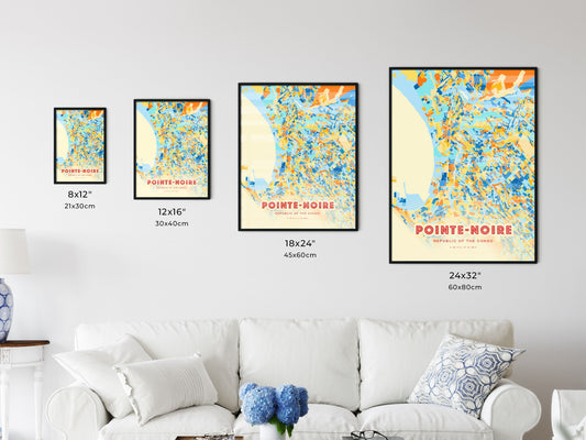 Colorful POINTE-NOIRE REPUBLIC OF THE CONGO Fine Art Map
