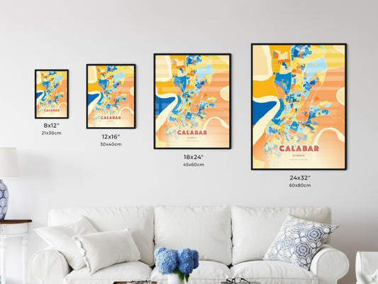 Colorful CALABAR NIGERIA Fine Art Map