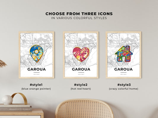 Garoua Cameroon maps with colorful icons