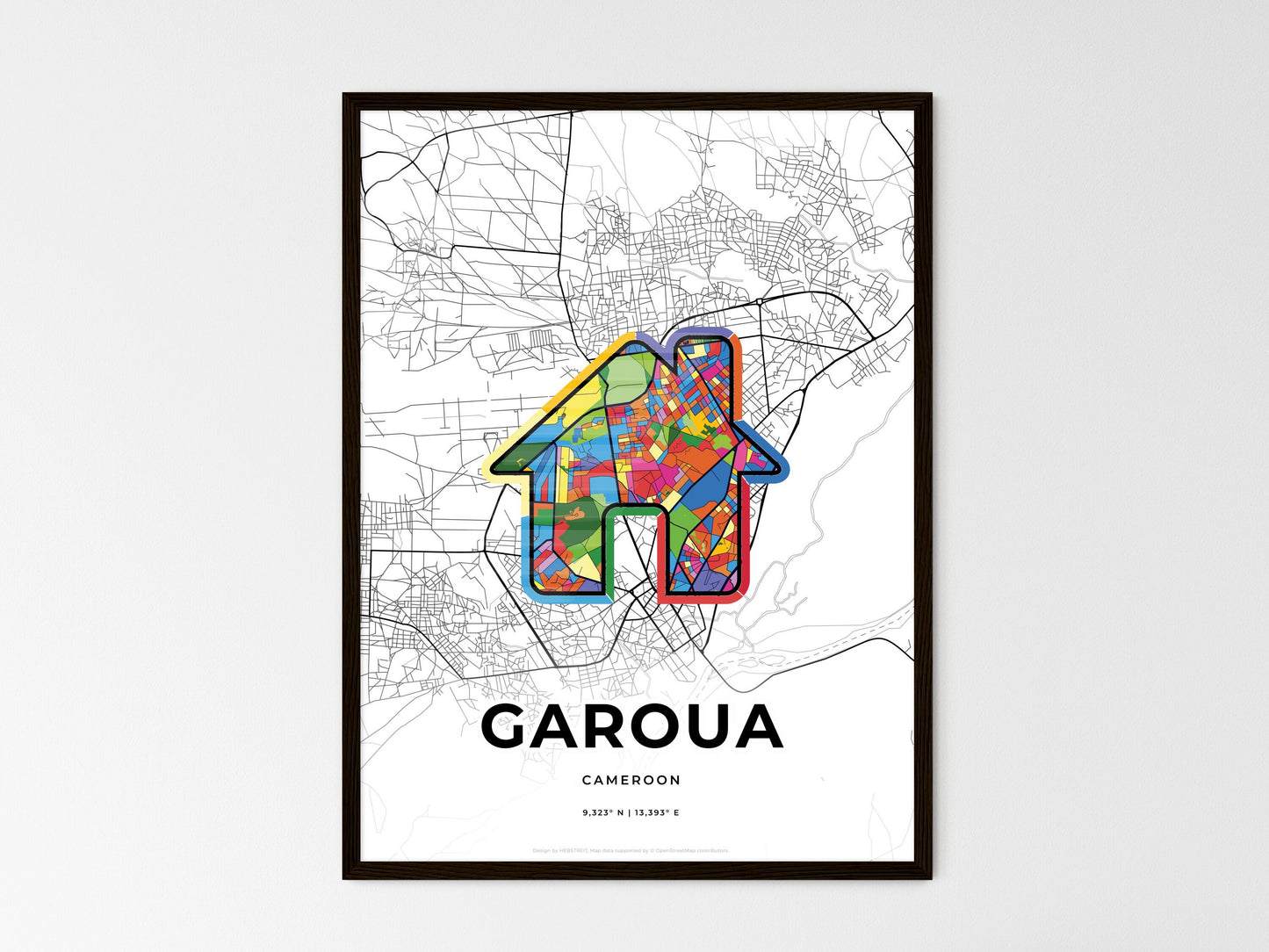 Garoua Cameroon wedding art map with home icon